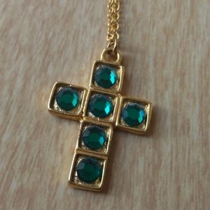Green Gem cross necklace
